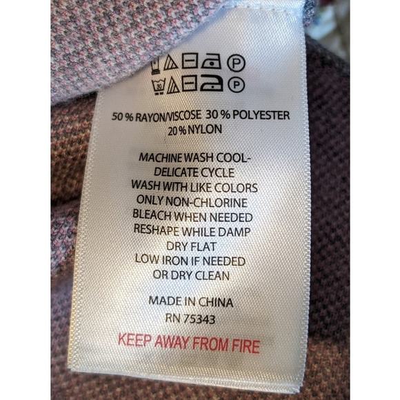 Max Studio Gray Pink Plaid Mock Turtleneck Pullover Knit Womens One Size Poncho - Picture 6 of 12